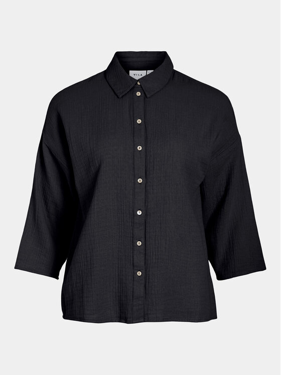 Vila Vila Camicia Lania 14089485 Nero Regular Fit