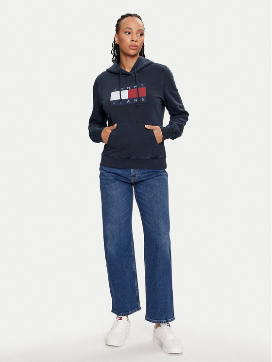 Tommy Jeans Tommy Jeans Majica dugih rukava Flag DW0DW18654 Tamnoplava Regular Fit