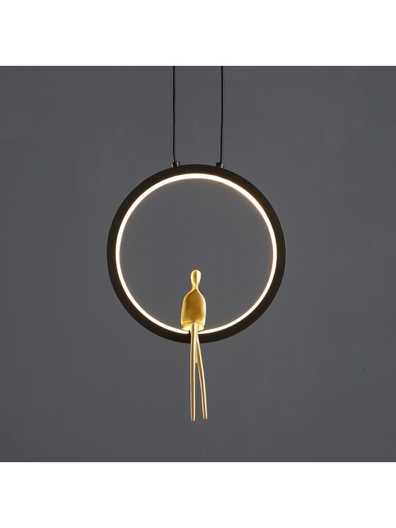 MIAhome MIAhome Lampa wisząca AMICI led czarno złota 27 cm Czarny