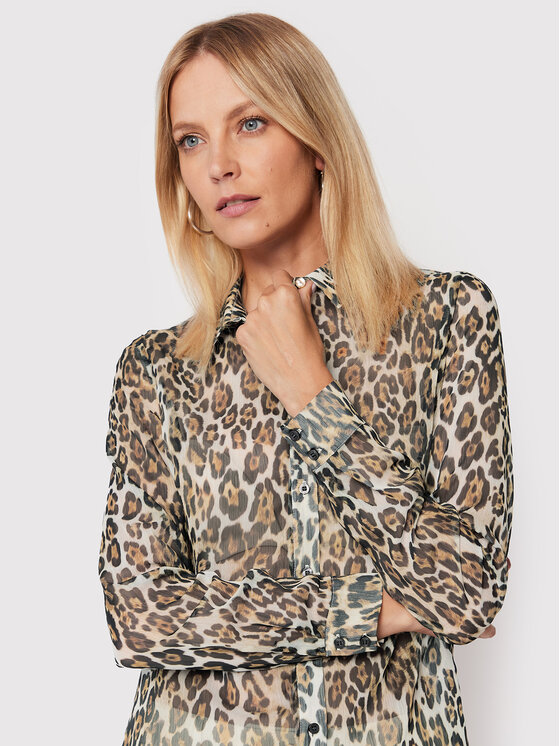 Guess Guess Риза W2YH47 WEL02 Кафяв Regular Fit