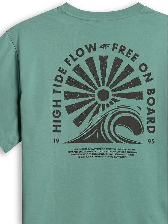 4F 4F T-Shirt CATCH THE WAVE Turkusowy Relaxed Fit