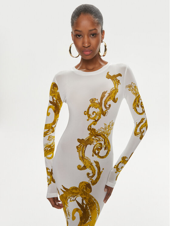 Versace Jeans Couture Versace Jeans Couture Ежедневна рокля 76HAO9P8 Бял Slim Fit