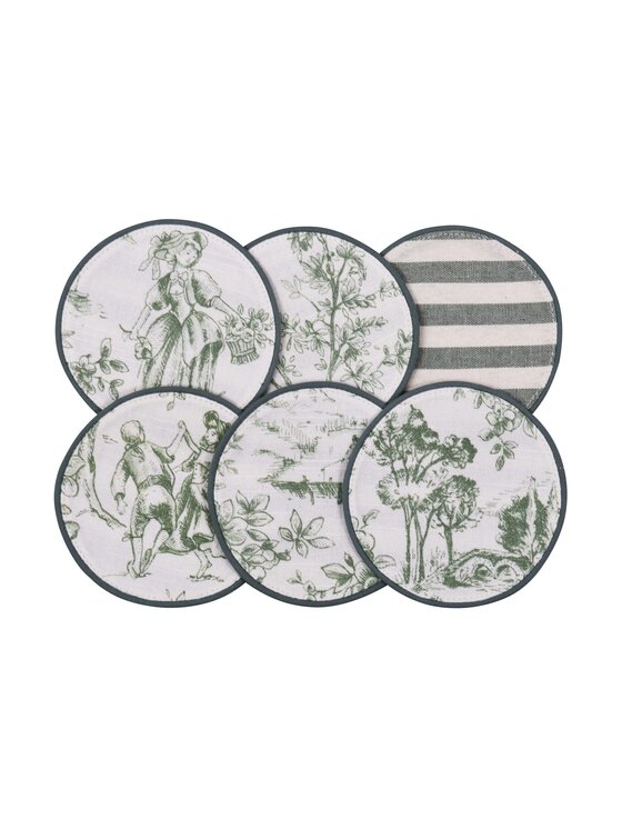 Roseberry Home Roseberry Home Podkładka na stół Mini Toile de Jouy Green & Stripes Zielony
