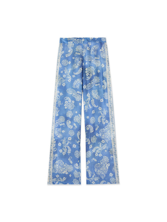 Oltre Oltre Pantaloni di tessuto P042J202723N001 Turchese Baggy Fit