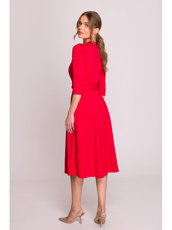 Stylove Stylove Večerní šaty S404 Červená Premium Fit