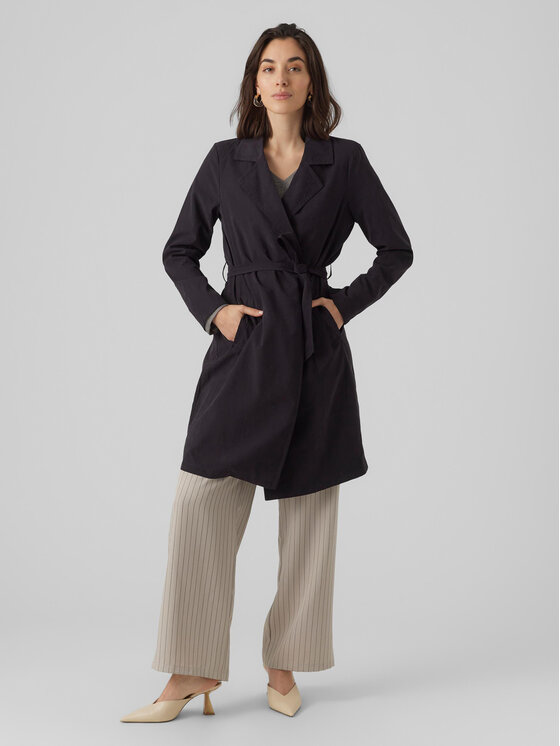 Vero Moda Trenčkot Billie Daisy 10281638 Čierna Regular Fit