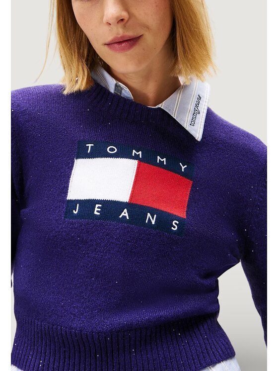 Tommy Jeans Tommy Jeans Maglione TJW SPARKLE FLAG SWE Viola Casual Fit