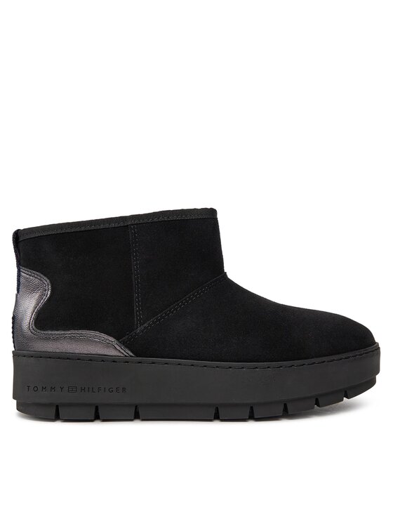 Tommy Hilfiger Čizme Za Snijeg Metallic Suede Snowboot FW0FW07850 Crna