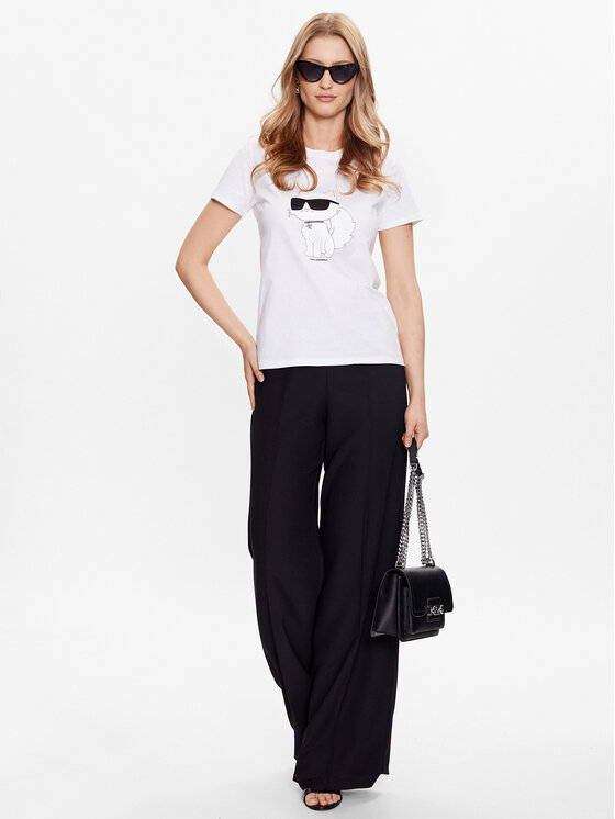 KARL LAGERFELD KARL LAGERFELD Tricou Ikonik 2.0 Choupette 230W1703 Alb Regular Fit