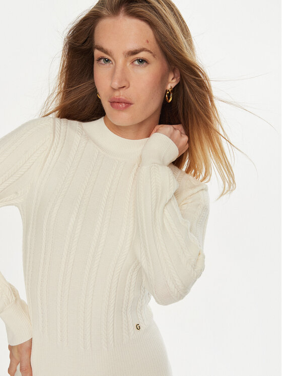 Guess Guess Džemper haljina W4BK08 Z2V42 Écru Regular Fit