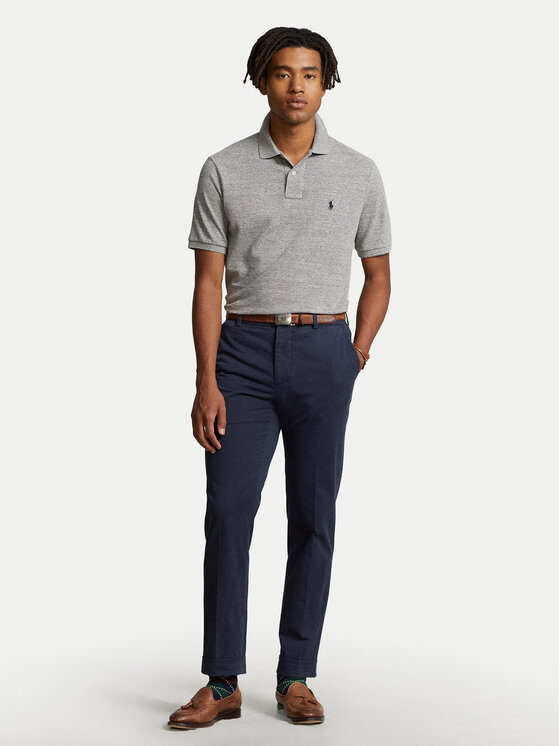 Polo Ralph Lauren Polo Ralph Lauren Тениска с яка и копчета 710666998006 Сив Custom Slim Fit
