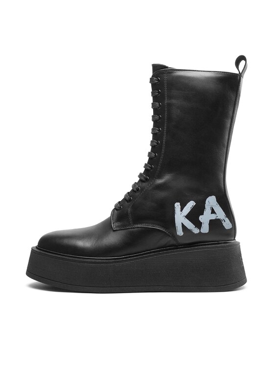 Karl Lagerfeld 2024 Schnür-Stiefeletten schwarz-silberfarben Casual-Look