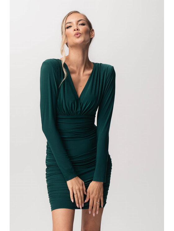 Aurora Aurora Koktejlové šaty Adria Zelená Slim Fit