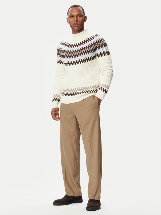 BOSS BOSS Sweter 50570654 Kremowy Regular Fit