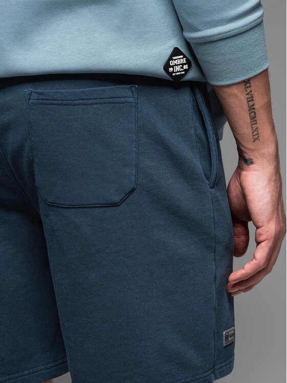 Ombre Ombre Šortky z materiálu OM-SRWS-0122 Tmavomodrá Relaxed Fit