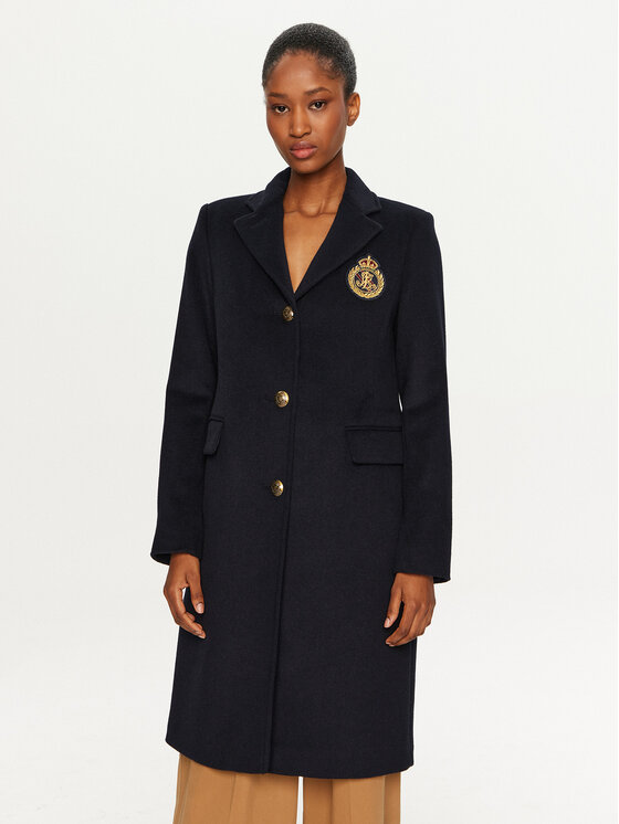 LAUREN RALPH LAUREN Gyapjú kabát 297958509002 Sötétkék Regular Fit