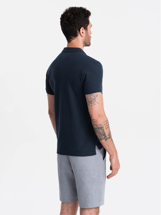 Ombre Ombre Polokošile OM-POBS-0100 Modrá Regular Fit