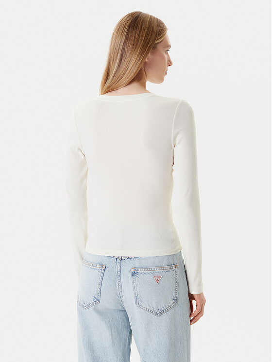 Guess Jeans Guess Jeans Blúz W5YP38 KA0H1 Ekru Slim Fit
