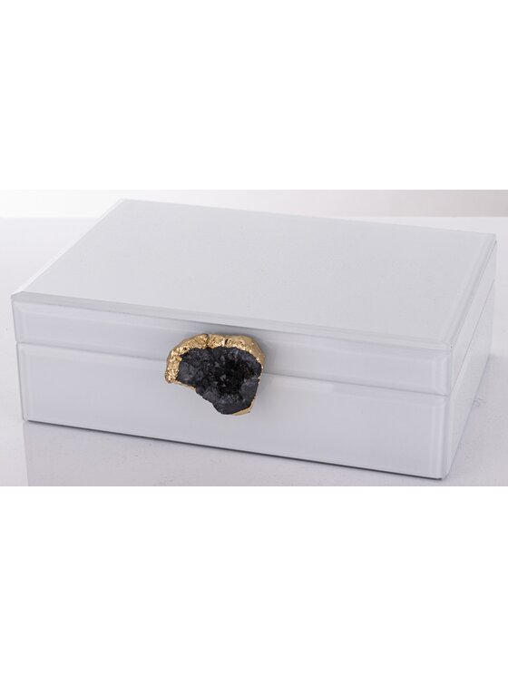 MIAhome MIAhome Szkatułka na biżuterię z MDFu z agatem 8x24,5x18,5 cm biała Biały
