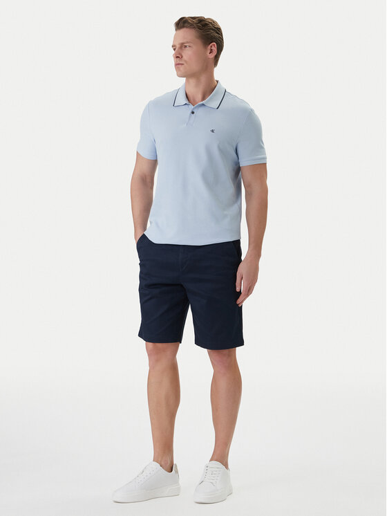 Calvin Klein Calvin Klein Тениска с яка и копчета LV04LC239G Светлосиньо Regular Fit