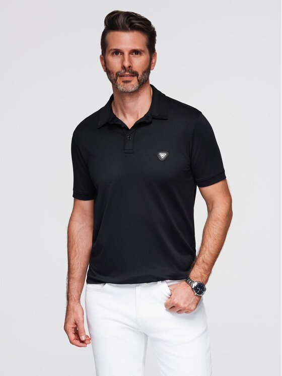 Ombre Ombre Polo OM-POSS-0150 Czarny Regular Fit