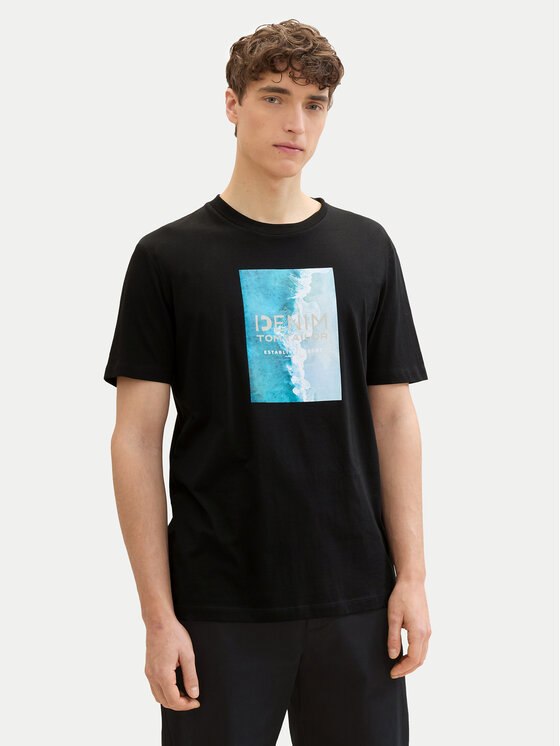 Tom Tailor Denim Tom Tailor Denim T-särk 1042045 Must Regular Fit