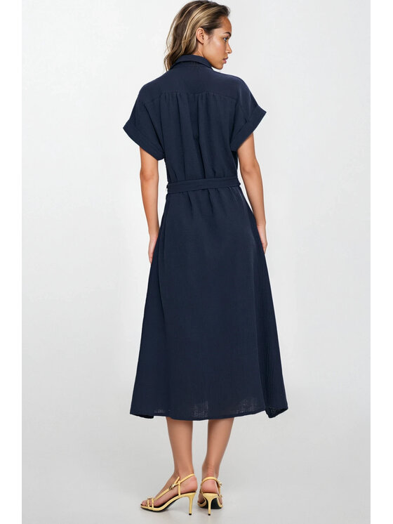 NIFE NIFE Košilové šaty S269 Tmavomodrá Modern Relaxed Fit