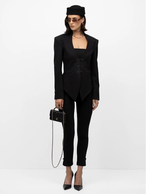 MANDRAGORA MANDRAGORA Spodnie materiałowe Mona Czarny Slim Fit