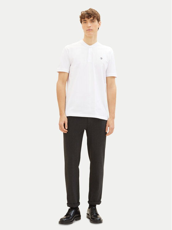Tom Tailor Denim Tom Tailor Denim Тениска с яка и копчета 1041183 Бял Regular Fit