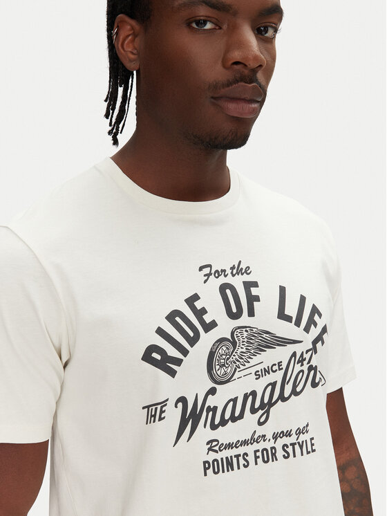 Wrangler Wrangler Tričko Americana 112362791 Écru Regular Fit