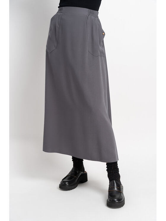 CLICK CLICK Maxi sukně 50-701 Šedá Classic Fit