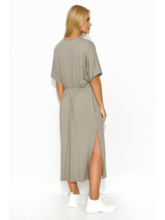 Makadamia Makadamia Sukienka codzienna M822 Szary Comfortable Fit