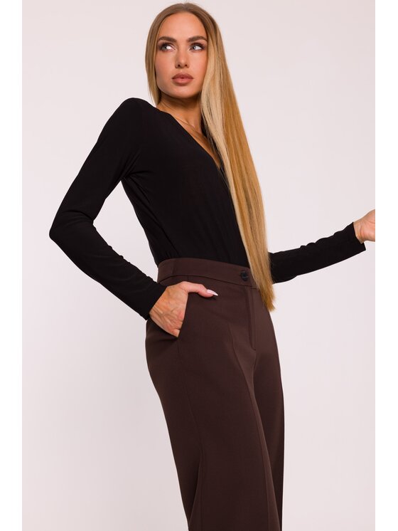 Made of Emotion Made of Emotion Spodnie materiałowe M875 Brązowy Wide Leg