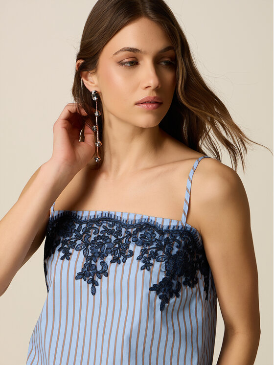 Oltre Oltre Blusa 2085J000865N0R4 Turchese Baggy Fit