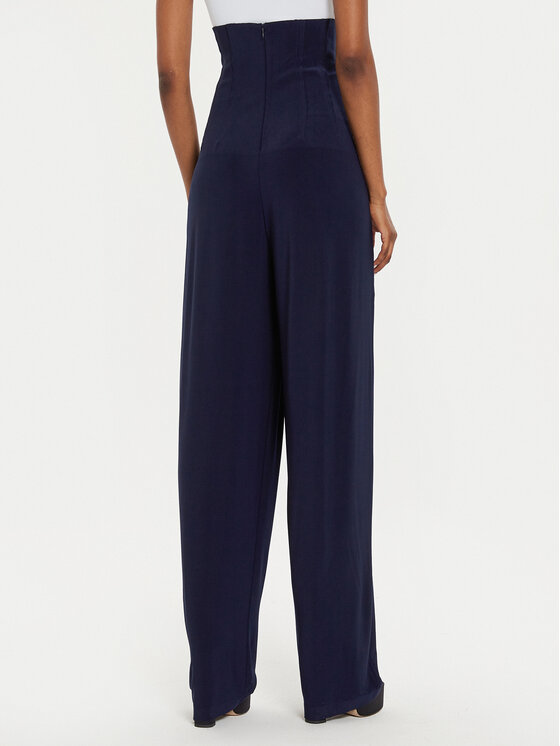 NORMA KAMALI NORMA KAMALI Spodnie palazzo KK2247PLE96951 Granatowy Wide Leg