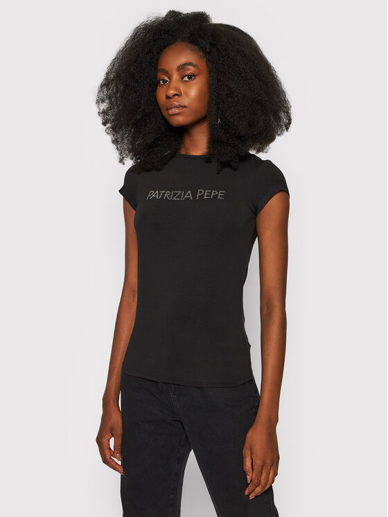 T-shirt Patrizia Pepe con logo strass Bianco | Caposerio