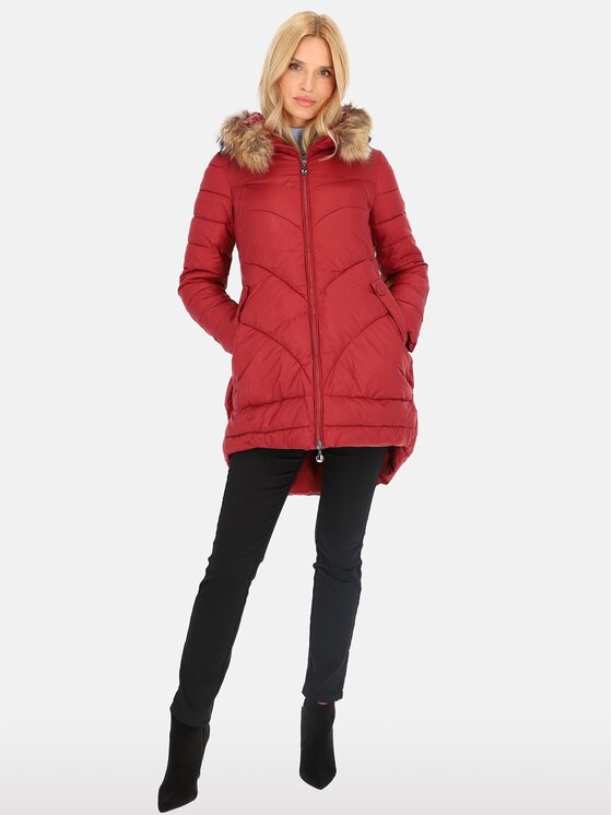 Perso Perso Kurtka damska BLHMK8504FR Bordowy Regular Fit