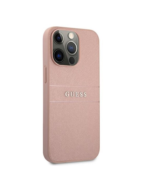 Guess Guess Etui na telefon Saffiano Strap Różowe złocenie