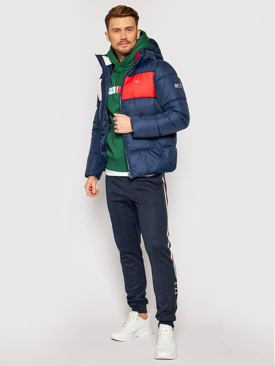 Tommy Jeans Giubbotto piumino Tjm Colorblock DM0DM09375 Blu scuro Regular  Fit • Modivo.it