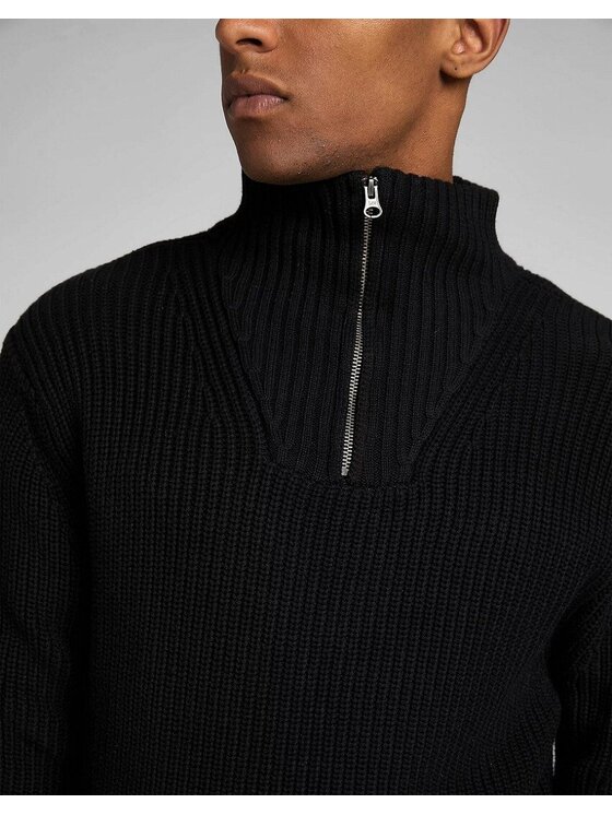 Lee Lee Sweter HALF ZIP KNIT Czarny Regular Fit