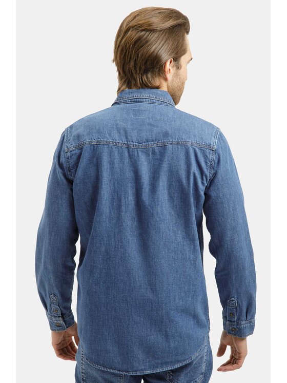 Cross Jeans Cross Jeans Koszula jeansowa A 222-030 Niebieski Regular Fit