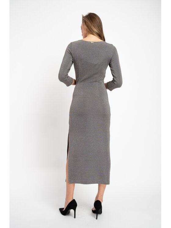 CLICK CLICK Sukienka dzianinowa 70-814 Srebrny Anatomic Fit