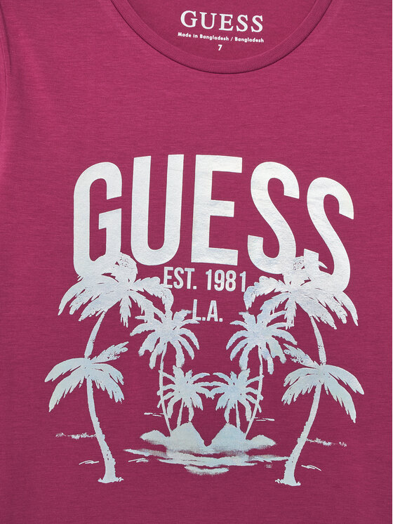 Guess Guess T-krekls J6GI14 K6YW4 Rozā Regular Fit