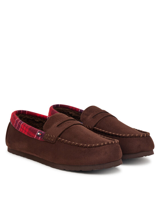 Tommy Hilfiger Tommy Hilfiger Kapcie Hilfiger Check Driver House Shoe FM0FM06013 Brązowy ciemny