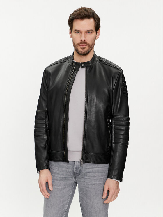 BOSS Boss Nahkjope Jolur 50504104 Must Regular Fit