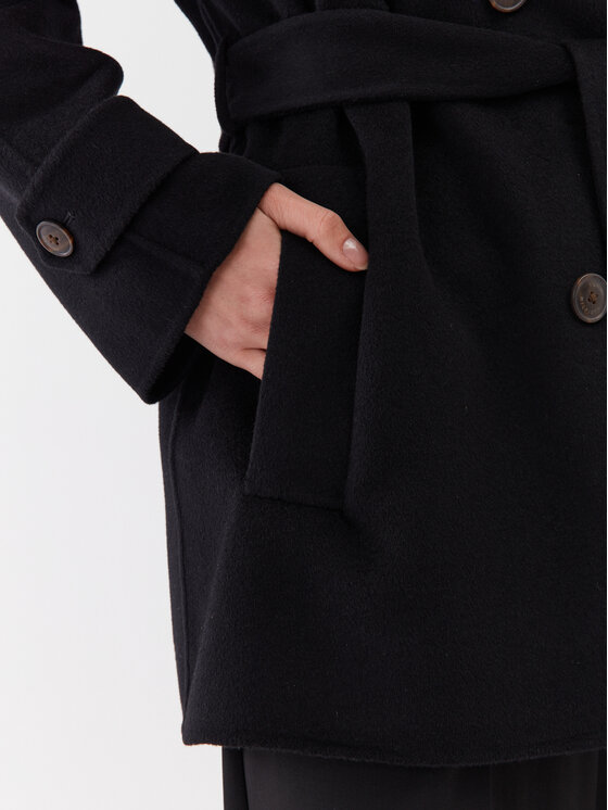 Tommy Hilfiger Tommy Hilfiger Вълнено палто WW0WW39408 Черен Relaxed Fit