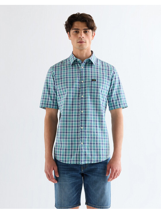 Wrangler Wrangler Koszula SS 1 PKT SHIRT Niebieski Regular Fit