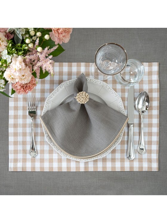 Roseberry Home Roseberry Home Podkładka na stół Beige Gingham Beżowy