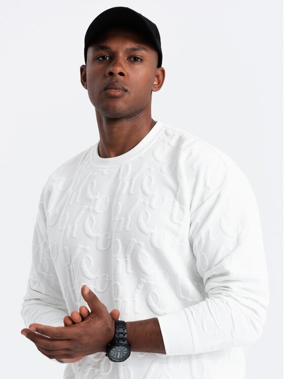 Ombre Ombre Mikina OM-SSNZ-0164 Bílá Relaxed Fit