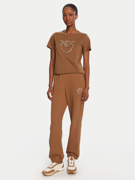 PINKO PINKO Majica Quentin 100535 A2RN Rjava Regular Fit